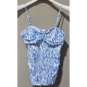 Diane Von Furstenberg Size Small 4/6 Blue Sea Twig Tube Top w/ Optional Straps